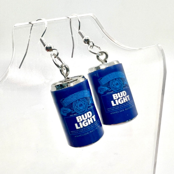 Bud Light Earrings - Beer Can Earrings - Alcohol Drink Earrings - Picture 2 of 10